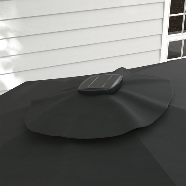 3(m) Cantilever Roma Parasol Adjustable Garden Sun Umbrella with LED Solar Light, Aluminium Frame, Tilt & Crank, UV50+, Cross Base Rotating Outdoor- Dark Grey