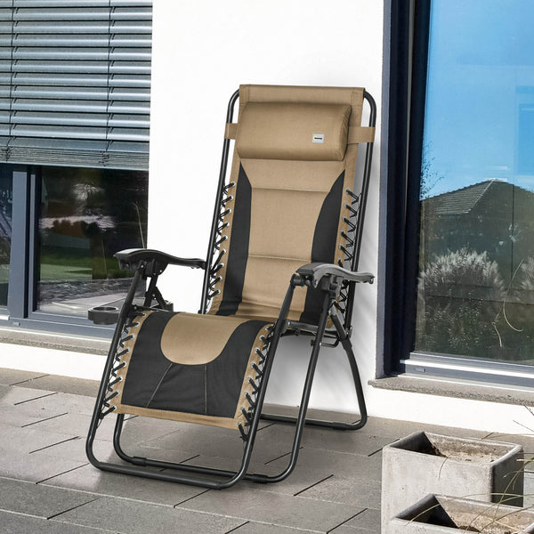 Zero Gravity Lounger Chair, Folding Reclining Patio Chair with Padded Seat, Cup Holder, Soft Cushion and Headrest for Poolside, Camping, Coffee