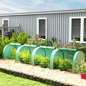 13' x 3' x 2.5' Mini Greenhouse, Portable Tunnel Green House with Roll-Up Zippered Doors, UV Waterproof PE Cover, Steel Frame, Green