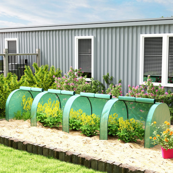13' x 3' x 2.5' Mini Greenhouse, Portable Tunnel Green House with Roll-Up Zippered Doors, UV Waterproof PE Cover, Steel Frame, Green