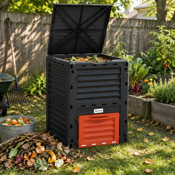 80 Gallon Garden Large Capacity Compost Bin, Orange