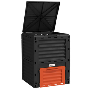 Garden Compost Bin 80 Gallon Outdoor Large Capacity Composter Fast Create Fertile Soil Aerating Box, Easy Assembly, Orange