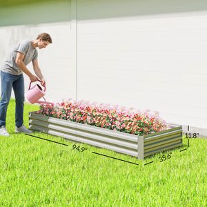 Galvanized Raised Garden Bed, 8' x 3' x 1' Metal Planter Box, for Growing Vegetables, Flowers, Herbs, Succulents, Silver