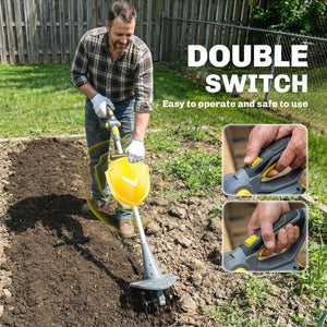 Cordless Tiller, 18V Electric Garden Rotavator with 2 x 4000mAh Batteries, Charger, 20cm Tilling Width & 18cm Depth, 4 Blades, Aluminium Shaft, Adjustable Handle for Weeding, Loosening Soil