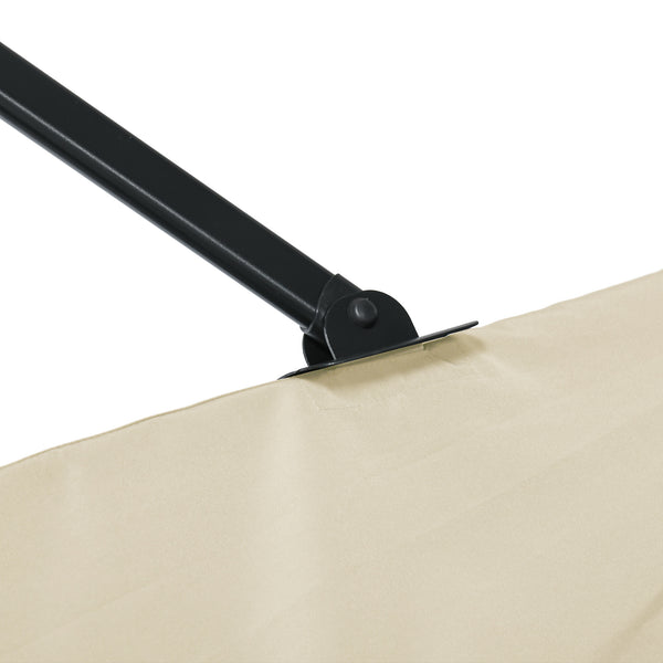 2.5 x 2.5m Patio Offset Parasol Umbrella Cantilever Hanging Aluminium Sun Shade Canopy Shelter 360° Rotation with Crank Handle and Cross Base, Cream White