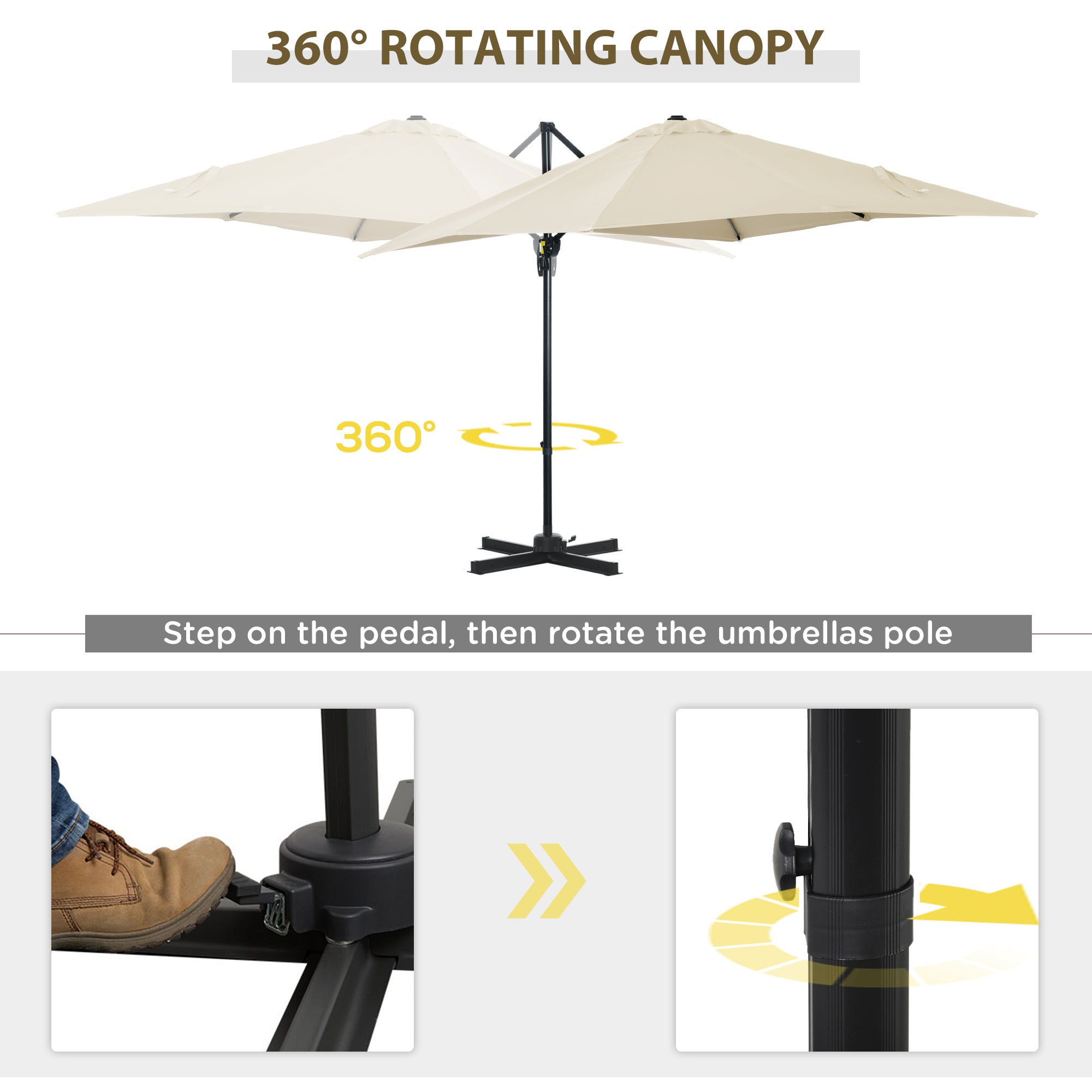 Outsunny 2.5 X 2.5m Patio Offset Parasol Umbrella Cantilever Hanging A Sun Shade Canopy Shelter 360 Rotation With Crank Handle And Cross Base Wine Red