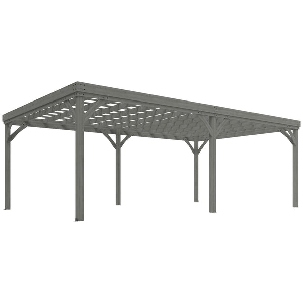 Outsunny 12' x 20' Outdoor Pergola, Wood Gazebo Grape Trellis with Concrete Anchors for Climbing Plant Support at Garden, Patio, Backyard, Deck, Gray