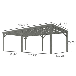 Outsunny 12' x 20' Outdoor Pergola, Wood Gazebo Grape Trellis with Concrete Anchors for Climbing Plant Support at Garden, Patio, Backyard, Deck, Gray