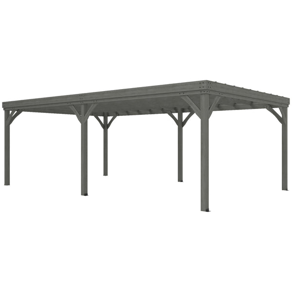 Outsunny 12' x 20' Outdoor Pergola, Wood Gazebo Grape Trellis with Concrete Anchors for Climbing Plant Support at Garden, Patio, Backyard, Deck, Gray