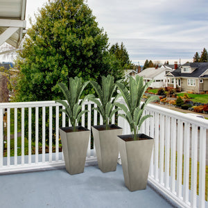 Outsunny Set of 3 Tall Planters with Drainage Hole, 28" Outdoor Flower Plant Pots, Indoor Planters for Porch Patio and Deck, Gray