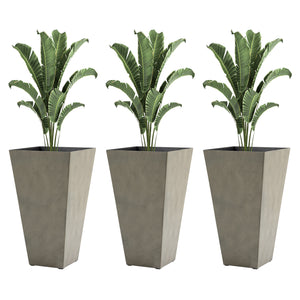 Outsunny Set of 3 Tall Planters with Drainage Hole, 28" Outdoor Flower Plant Pots, Indoor Planters for Porch Patio and Deck, Gray