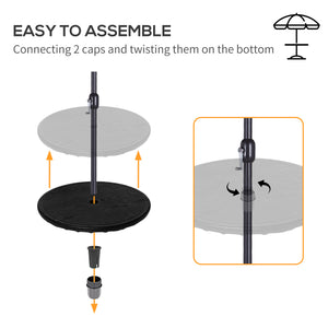 Outsunny 20" Umbrella Table Tray, Easy to Install Table-Top, Round Portable for Swimming Pool, Beach, Patio, Deck, Garden, Black