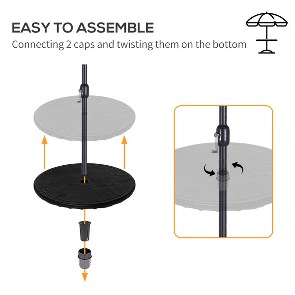 Outsunny 20" Umbrella Table Tray, Easy to Install Table-Top, Round Portable for Swimming Pool, Beach, Patio, Deck, Garden, Black