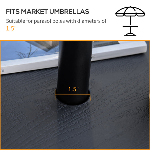 Outsunny 20" Umbrella Table Tray, Easy to Install Table-Top, Round Portable for Swimming Pool, Beach, Patio, Deck, Garden, Black