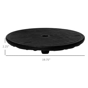 Outsunny 20" Umbrella Table Tray, Easy to Install Table-Top, Round Portable for Swimming Pool, Beach, Patio, Deck, Garden, Black