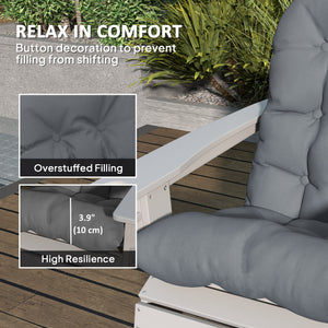 Adirondack Chair Cushions Set of 2, Tufted Lawn Chair Cushions, High Back Patio Chair Cushions with Ties, Non-Slip Muskoka Chair Cushions, Grey