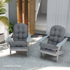 Adirondack Chair Cushions Set of 2, Tufted Lawn Chair Cushions, High Back Patio Chair Cushions with Ties, Non-Slip Muskoka Chair Cushions, Grey