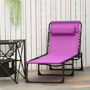 Outsunny Folding Chaise Lounge Pool Chair, Patio Sun Tanning Chair, Outdoor Lounge Chair with 4-Position Reclining Back, Breathable Mesh Seat for Beach, Yard, Patio, Purple