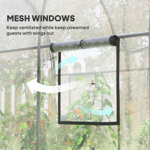 3 x 2 x 2 m Polytunnel Greenhouse with Roll-up Door and Mesh Window, Walk-in Grow House Tent with Plastic Cover and Steel Frame, Clear