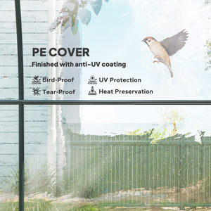 3 x 2 x 2 m Polytunnel Greenhouse with Roll-up Door and Mesh Window, Walk-in Grow House Tent with Plastic Cover and Steel Frame, Clear