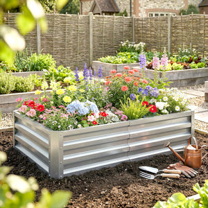 Galvanized Raised Garden Bed, 4' x 2' x 1' Metal Planter Box, for Growing Vegetables, Flowers, Herbs, Succulents, Silver