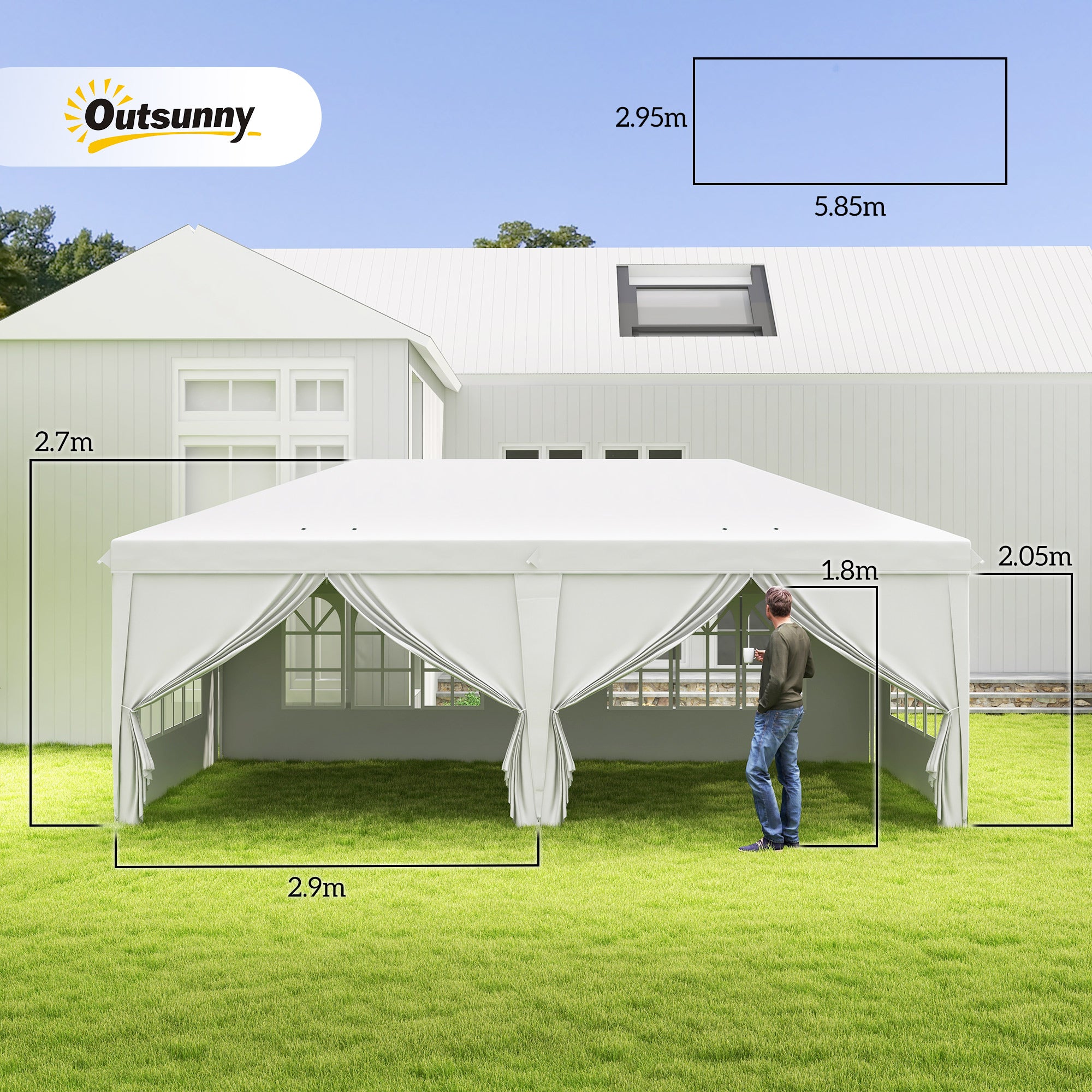party tent instructions 3x6 Outsunny 3 x 6m Garden Pop Up Gazebo, Wedding Party Tent with Sidewalls, Windows, Carry Bag, White