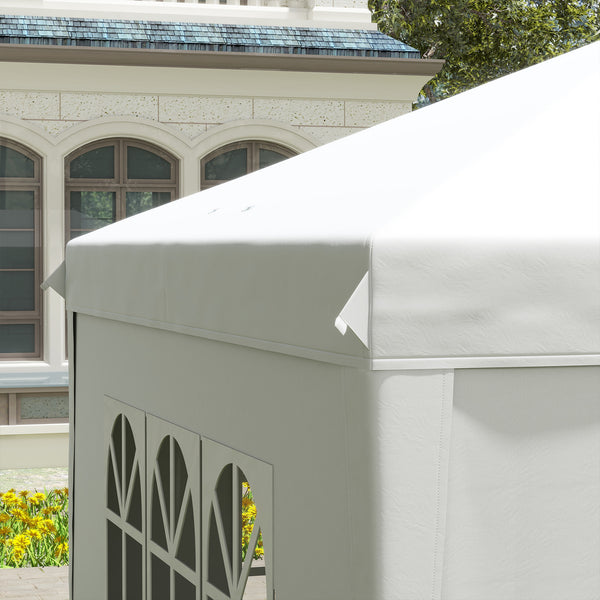 3 x 6 m Garden Pop Up Gazebo, Wedding Party Tent Marquee, Water Resistant Awning Canopy with Sidewalls, Windows, Carry Bag, White
