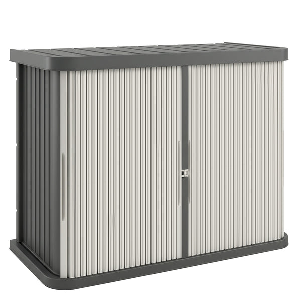 127 Gallon Outdoor Storage Box, Plastic Deck Box, Splash-Resistant & UV Resistant Garden Storage Container for Patio, Porch, Poolside, Light Brown