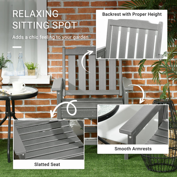 Outsunny All-Weather Patio Chairs Set of 2, HDPE Patio Dining Chair Set, Heavy Duty Wood-Like Outdoor Furniture for Garden, Backyard, Deck, Porch, Lawn, Gray