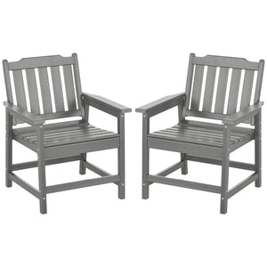 Outsunny All-Weather Patio Chairs Set of 2, HDPE Patio Dining Chair Set, Heavy Duty Wood-Like Outdoor Furniture for Garden, Backyard, Deck, Porch, Lawn, Gray