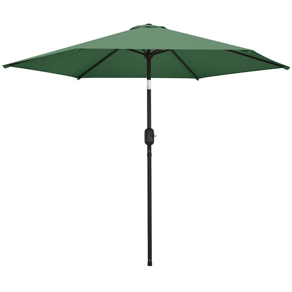 2.6 m Garden Parasol Umbrella with Aluminium Pole, Outdoor Table Market Patio Umbrella Sun Shade with Tilt and Crank, Vent, Dark Green