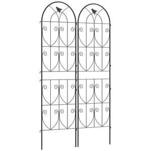 Set of 2 Metal Garden Trellis, Decorative Trellis Panels for Climbing Outdoor Plants, Vegetables, Vines, Flowers, 180 x 50 cm, Bird Design