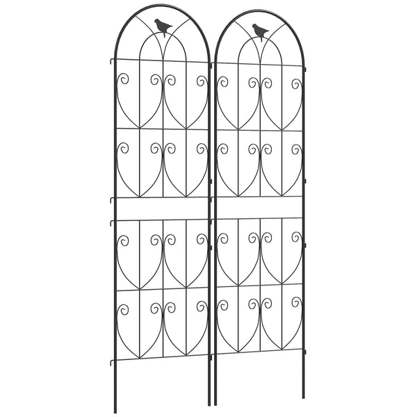 Set of 2 Metal Garden Trellis, Decorative Trellis Panels for Climbing Outdoor Plants, Vegetables, Vines, Flowers, 180 x 50 cm, Bird Design