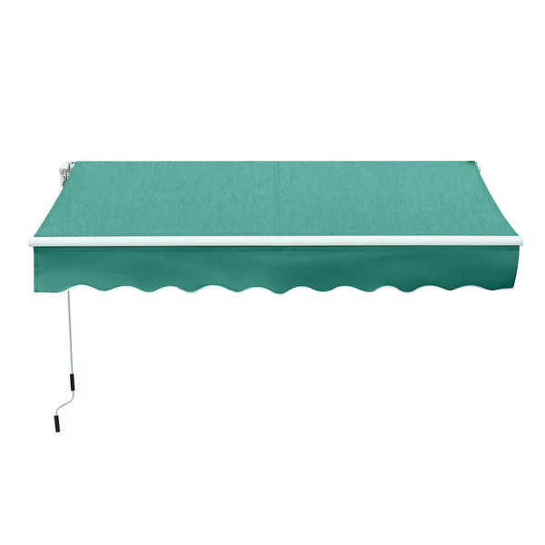 Outsunny 10' x 8' Retractable Awning, Patio Awnings, Sunshade Shelter w/ Manual Crank Handle, UV & Water-Resistant Fabric and Aluminum Frame for Deck, Balcony, Yard, Green