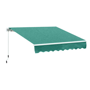 Outsunny 10' x 8' Retractable Awning, Patio Awnings, Sunshade Shelter w/ Manual Crank Handle, UV & Water-Resistant Fabric and Aluminum Frame for Deck, Balcony, Yard, Green