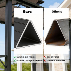 2.5 x 1.5 m Hardtop BBQ Grill Gazebo with Double Polycarbonate Roof, Aluminium Outdoor BBQ Gazebo Shelter Grill Canopy with 2 Side Shelves for Garden Patio, Brown