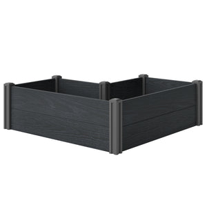 Vinyl Raised Garden Bed Kit, 3 x 3 x 1ft Elevated Garden Box with Open Bottom, Screwless Outdoor Planter Box for Flowers Herbs Vegetables, DIY Assembly, Grey Wood Effect