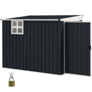 7.6 x 4ft Outdoor Garden Storage Shed, Metal Shed with Window, 2 Vents and Lockable Door for Garden, Patio, Dark Grey