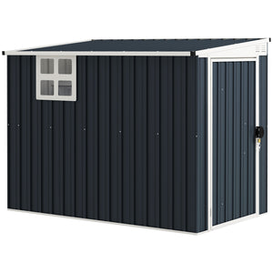 7.6 x 4ft Outdoor Garden Storage Shed, Metal Shed with Window, 2 Vents and Lockable Door for Garden, Patio, Dark Grey