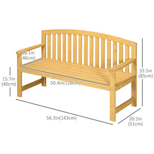 4.7Ft Garden Bench, 2 Seater Outdoor Patio Seat with Slatted Design for Park, Yard, Indoor, Orange