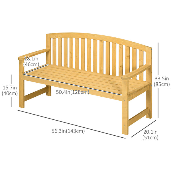 4.7Ft Garden Bench, 2 Seater Outdoor Patio Seat with Slatted Design for Park, Yard, Indoor, Orange