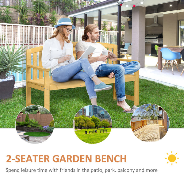 4.7Ft Garden Bench, 2 Seater Outdoor Patio Seat with Slatted Design for Park, Yard, Indoor, Orange