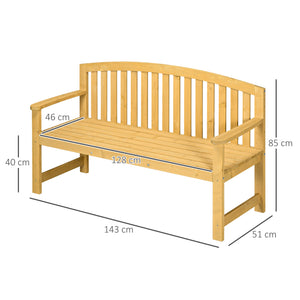 2 Seater Wooden Garden Bench with Armrest, Outdoor Furniture Chair for Park, Balcony, Orange
