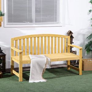 4.7Ft Garden Bench, 2 Seater Outdoor Patio Seat with Slatted Design for Park, Yard, Indoor, Orange