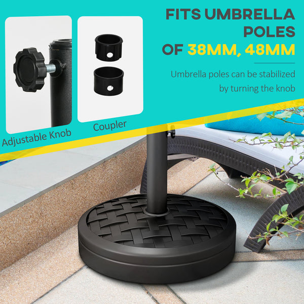 40lbs. Concrete Umbrella Base with Rattan Effect, Heavy Duty Round Umbrella Stand, Garden Umbrella Holder for 1.5", 1.9" Poles, Black