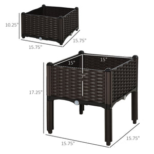 Outsunny 2 Piece Raised Garden Bed with Legs, Self-Watering Planter Box Raised Bed to Grow Flowers, Herbs & Vegetables, Brown