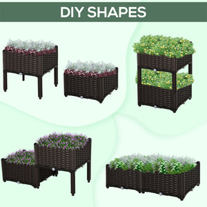 Outsunny 2 Piece Raised Garden Bed with Legs, Self-Watering Planter Box Raised Bed to Grow Flowers, Herbs & Vegetables, Brown