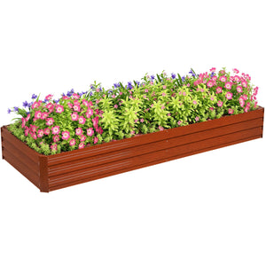 Galvanized Raised Garden Bed, 8' x 3' x 1' Metal Planter Box, for Growing Vegetables, Flowers, Herbs, Succulents, Natural Wood