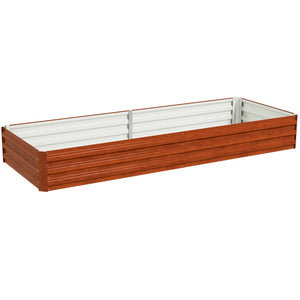 Galvanized Raised Garden Bed, 8' x 3' x 1' Metal Planter Box, for Growing Vegetables, Flowers, Herbs, Succulents, Natural Wood
