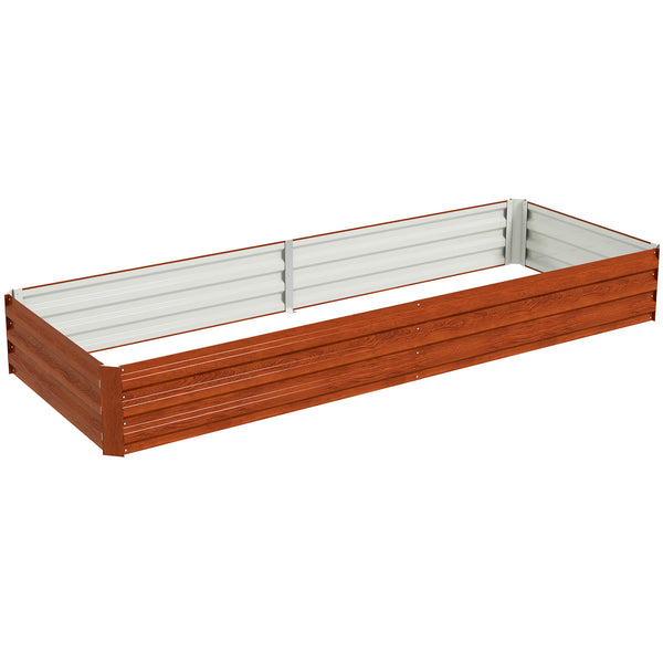 Galvanized Raised Garden Bed, 8' x 3' x 1' Metal Planter Box, for Growing Vegetables, Flowers, Herbs, Succulents, Natural Wood